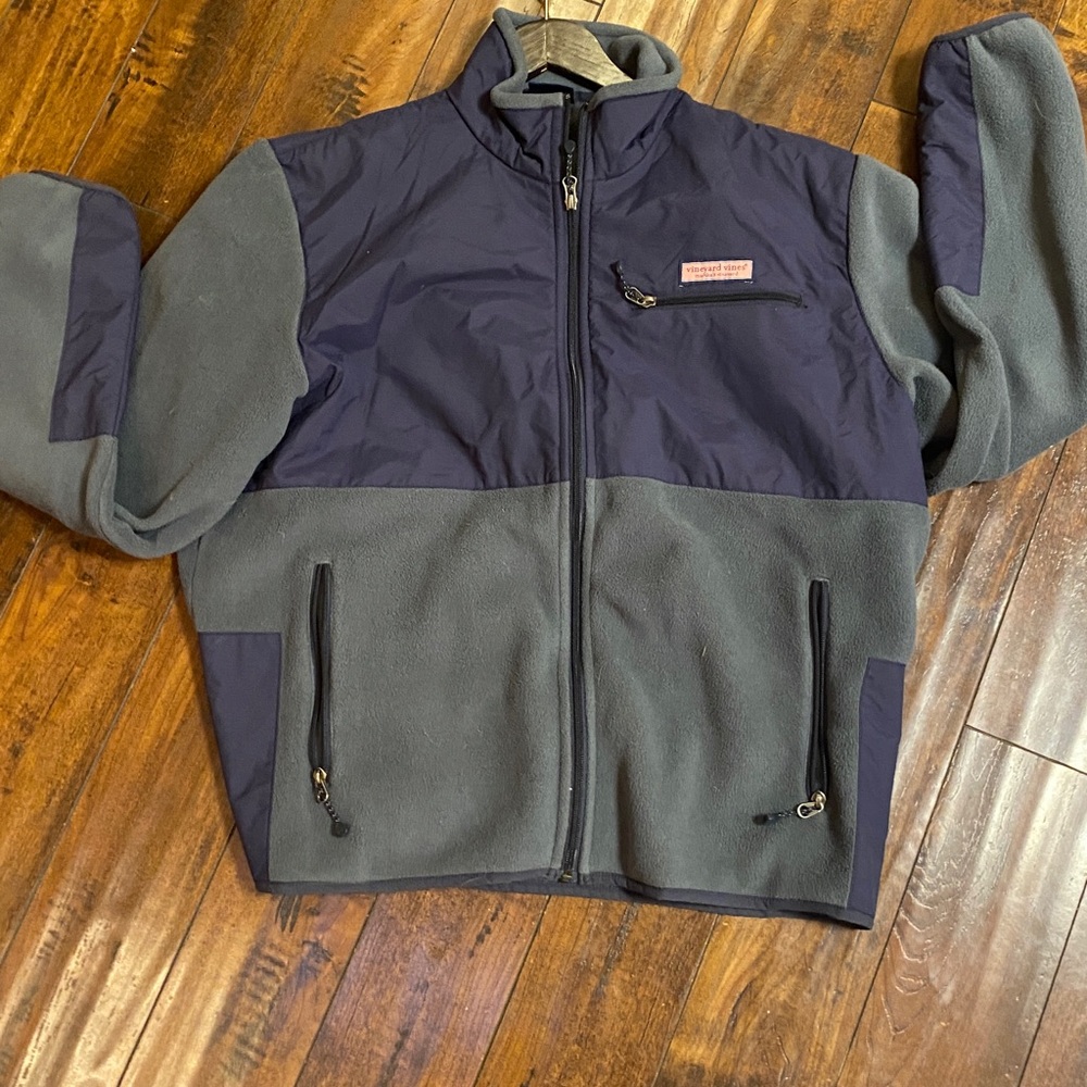 VINEYARD VINES Martha's FULL ZIP FLEECE JACKET Windbreaker Mens Navy Blue - Picture 3 of 7